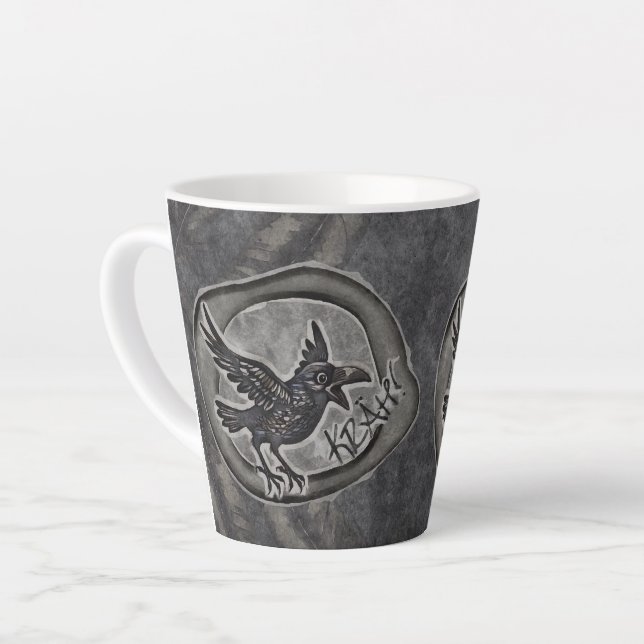 Crow Crow Rabe calls KRÄH! Latte Mug (Left Angle)
