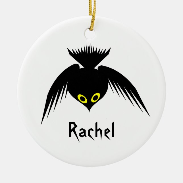 Crow Custom Gothic Medallion Ceramic Tree Decoration (Front)