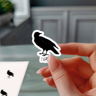 Crow Drawing and Naw Silhouette in Black