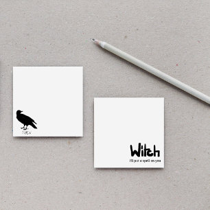 Crow Drawing and Naw Silhouette in Black Post-it Notes