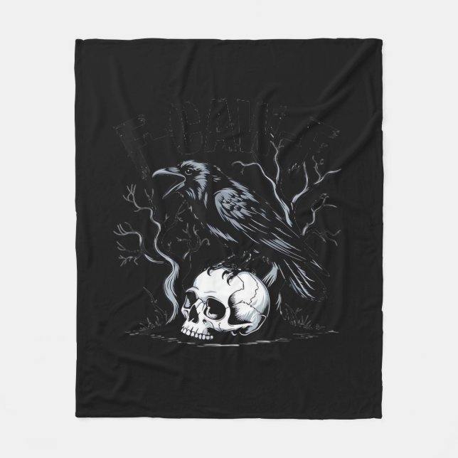 Crow, F-Caw-F Bird Moon Gothic Adult Humour Fleece Blanket (Front)