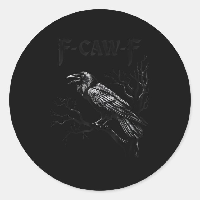 Crow, F-Caw-F Bird Retro Classic Classic Round Sticker (Front)
