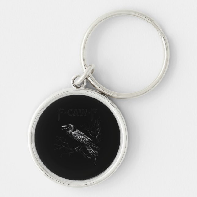 Crow, F-Caw-F Bird Retro Classic Key Ring (Front)
