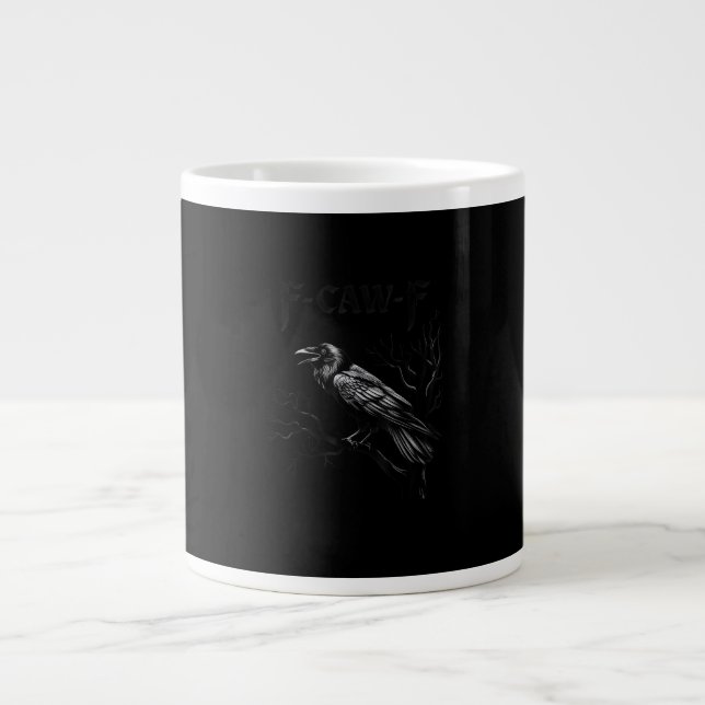 Crow, F-Caw-F Bird Retro Classic Large Coffee Mug (Front)