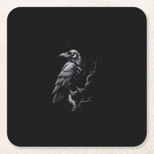 Crow, F-Caw-F Funny Bird Classic Cool Square Paper Coaster