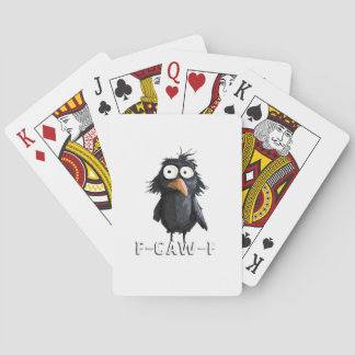 Crow, F-Caw-F Funny Bird F-Caw-F Cow Humor Meme Playing Cards