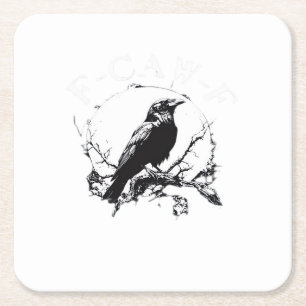 Crow, F-Caw-F Funny Bird Funny Trendy Square Paper Coaster