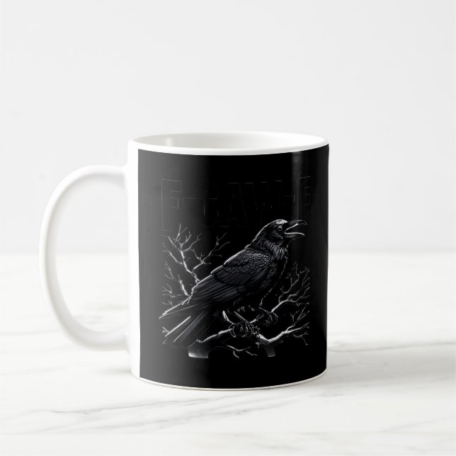 Crow, F-Caw-F Funny Bird Minimal Clean Coffee Mug (Left)