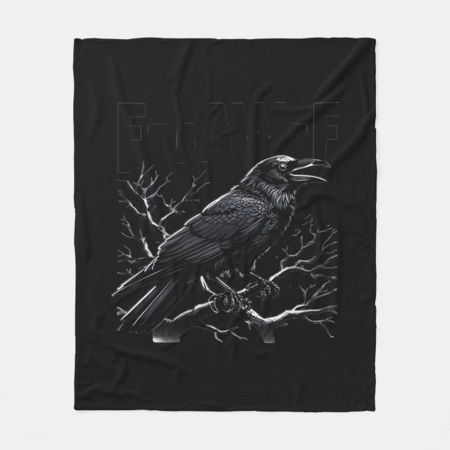 Crow, F-Caw-F Funny Bird Minimal Clean Fleece Blanket (Front)