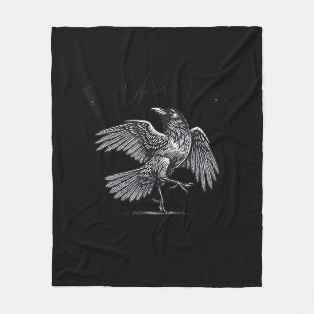 Crow, F-Caw-F Funny Bird Moon Gothic Adult Humor C Fleece Blanket (Front)