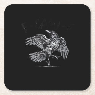 Crow, F-Caw-F Funny Bird Moon Gothic Adult Humor C Square Paper Coaster