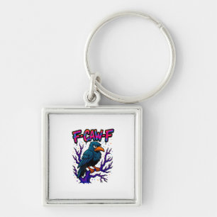 Crow, F-Caw-F Funny Bird Moon Gothic Adult Humor M Key Ring