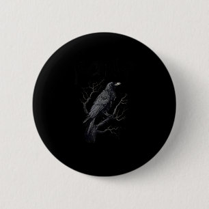 Crow, F-Caw-F Funny Bird Moon Gothic Adult Humor T 6 Cm Round Badge