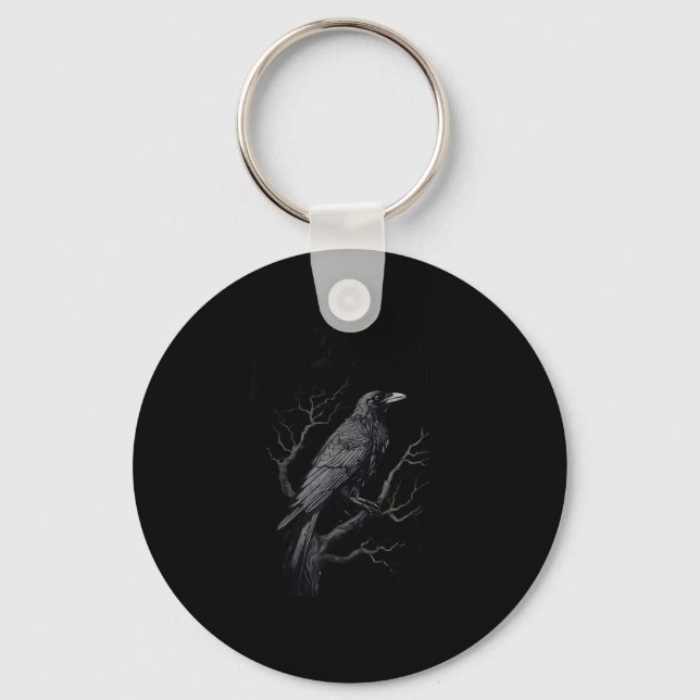 Crow, F-Caw-F Funny Bird Moon Gothic Adult Humor T Key Ring (Front)