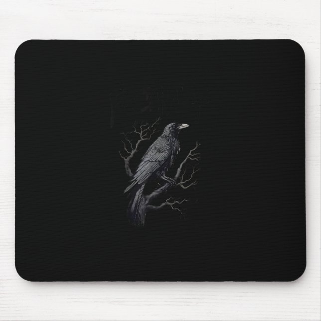 Crow, F-Caw-F Funny Bird Moon Gothic Adult Humor T Mouse Pad (Front)