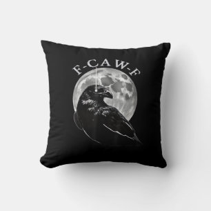 Crow F-Caw-F Funny Bird Moon Gothic Adult Humour C Cushion