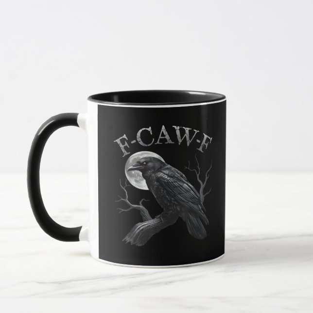 Crow F-Caw-F Funny Bird Moon Gothic Adult Humour C Mug (Left)