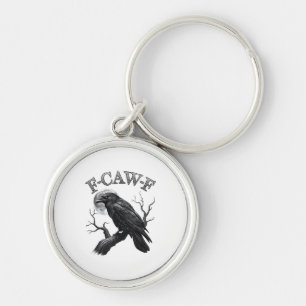 Crow, F-Caw-F Funny Bird Moon Gothic Adult Humour  Key Ring
