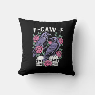 Crow F-Caw-F Funny Bird Moon Gothic Adult Humour M Cushion