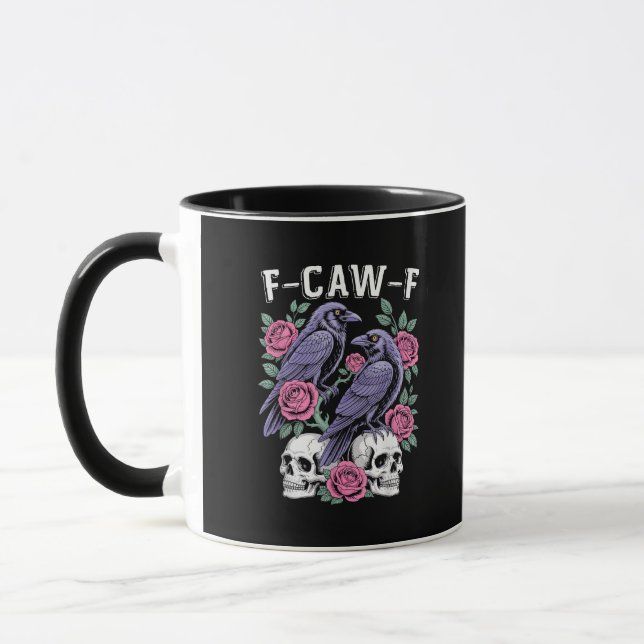 Crow F-Caw-F Funny Bird Moon Gothic Adult Humour M Mug (Left)