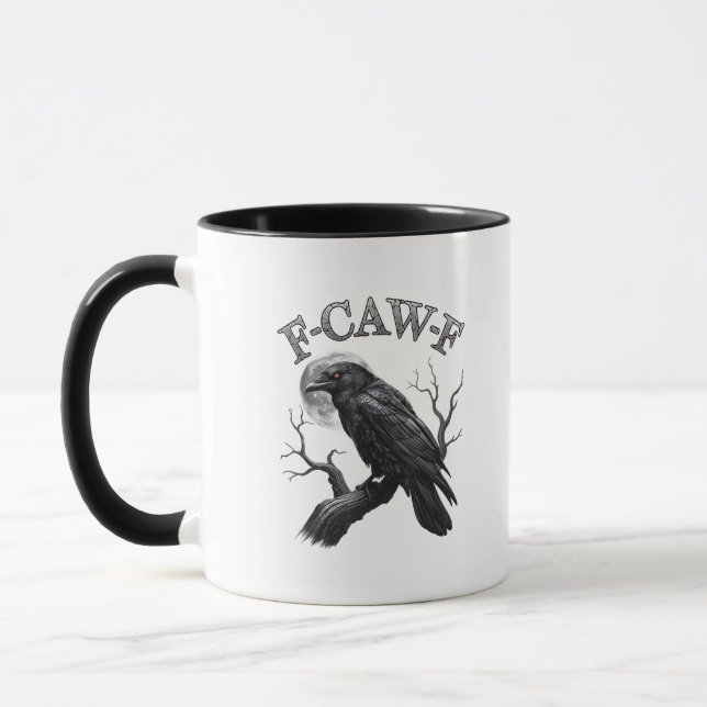 Crow, F-Caw-F Funny Bird Moon Gothic Adult Humour  Mug (Left)