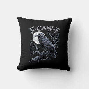 Crow F-Caw-F Funny Bird Moon Gothic Adult Humour R Cushion