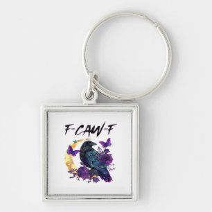 Crow F Caw F Funny Bird Moon Gothic Design Key Ring