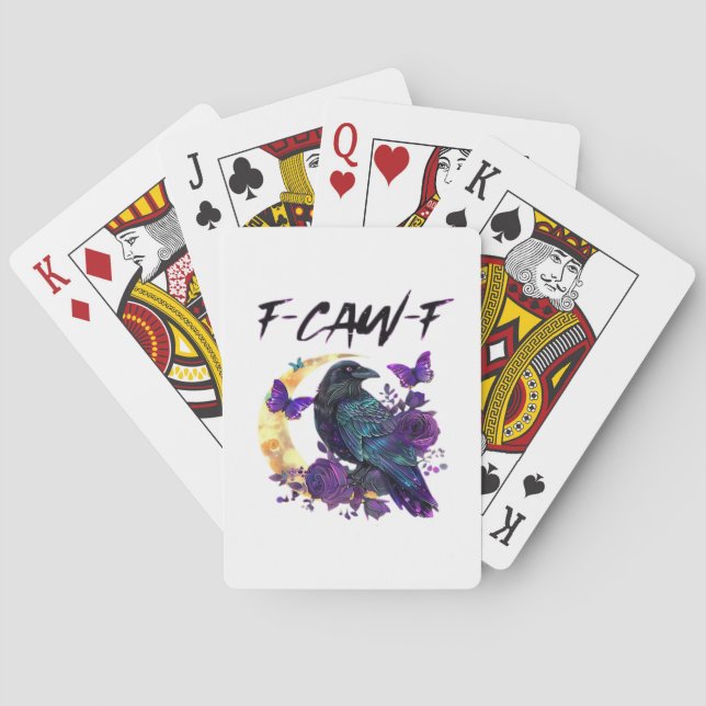 Crow F Caw F Funny Bird Moon Gothic Design Playing Cards (Back)