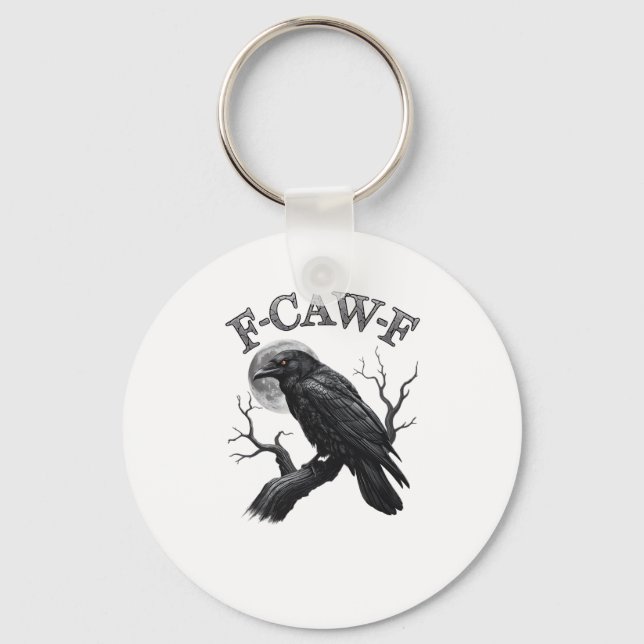 Crow, F-Caw-F Funny Bird Moon Gothic Tri-Blend Cre Key Ring (Front)