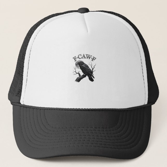Crow, F-Caw-F Funny Bird Moon Gothic Tri-Blend Cre Trucker Hat (Front)