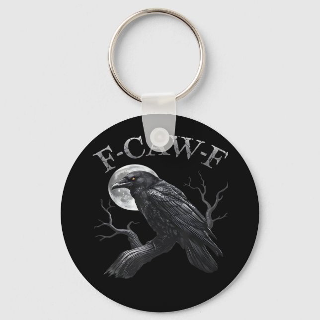 Crow F-Caw-F Funny Bird Moon Retro Classic Key Ring (Front)