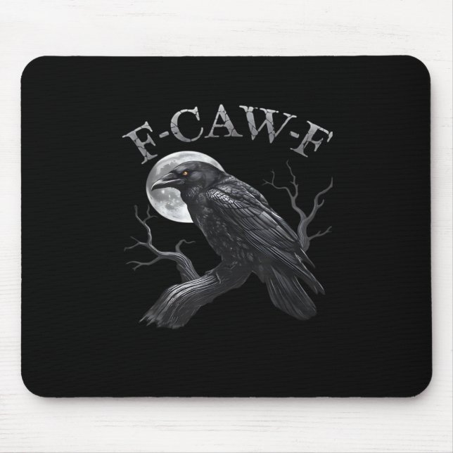 Crow F-Caw-F Funny Bird Moon Retro Classic Mouse Pad (Front)