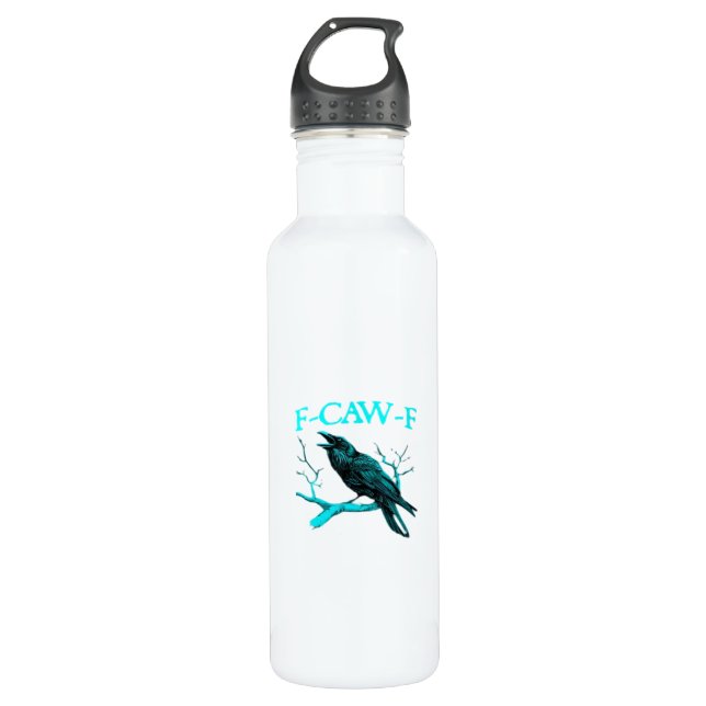 Crow F-Caw-F Funny Bird Retro 710 Ml Water Bottle (Front)