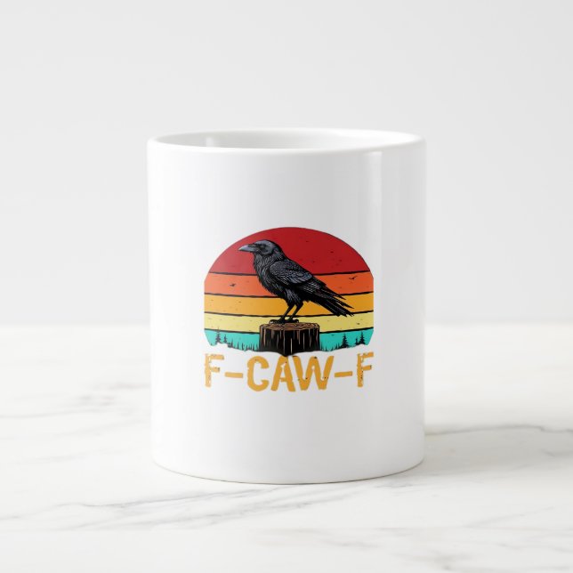 Crow, F-Caw-F Funny Bird Retro Classic Large Coffee Mug (Front)