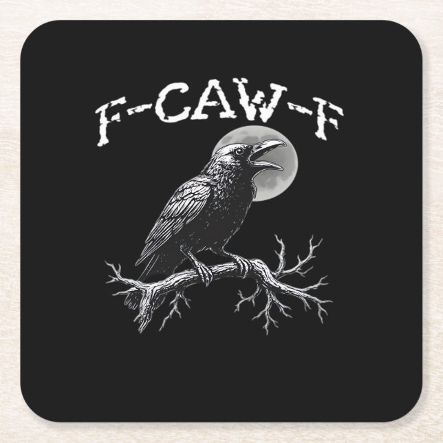 Crow F-Caw-F Funny Bird Retro Classic Square Paper Coaster (Front)