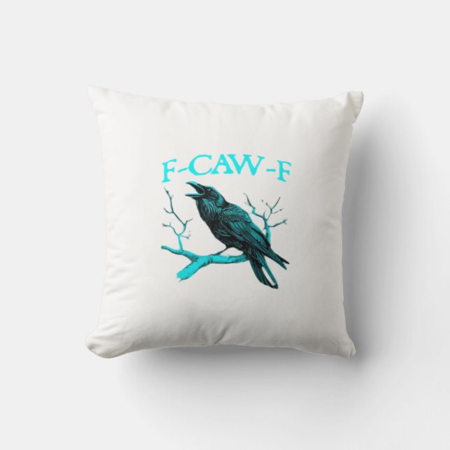 Crow F-Caw-F Funny Bird Retro Cushion (Front)
