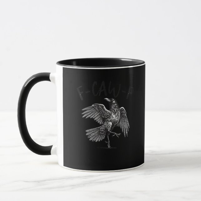 Crow, F-Caw-F Funny Bird Retro Graphic Mug (Left)