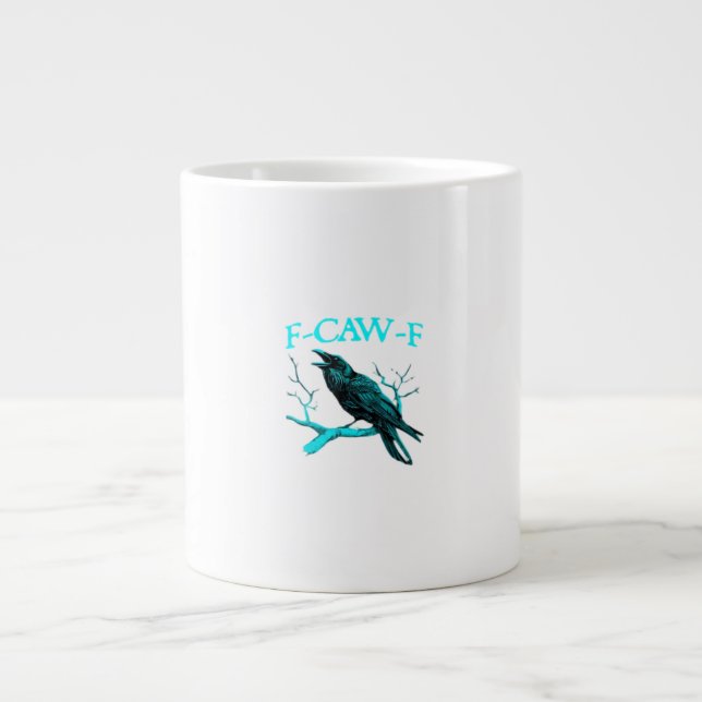 Crow F-Caw-F Funny Bird Retro Large Coffee Mug (Front)