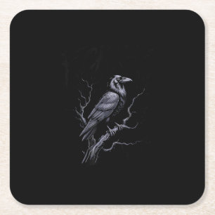 Crow F-Caw-F Funny Bird Saying Humor Meme Square Paper Coaster
