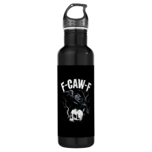 Crow F-Caw-F Funny Bird Skull Adult Humor Vintage  710 Ml Water Bottle