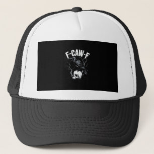 Crow F-Caw-F Funny Bird Skull Adult Humour Vintage Trucker Hat