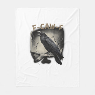 Crow, F-Caw-F Funny Bird Vintage Style Fleece Blanket