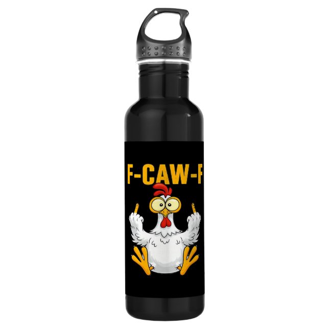Crow F-Caw-F Funny Humour Gothic 710 Ml Water Bottle (Front)