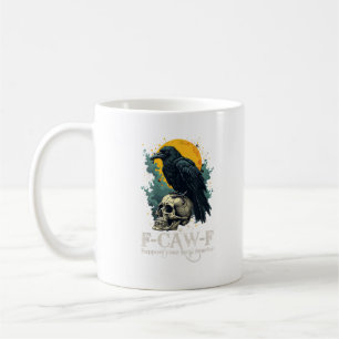 Crow F-Caw-F Funny Skull Moon Design Coffee Mug