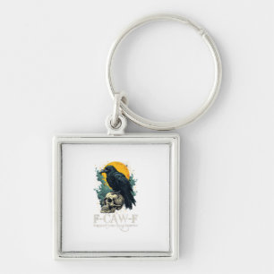 Crow F-Caw-F Funny Skull Moon Design Key Ring