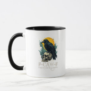 Crow F-Caw-F Funny Skull Moon Design Mug