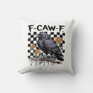 Crow Flowral, F-Caw-F Funny Bird FCAWF Moon Gothic Cushion
