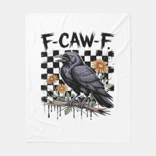 Crow Flowral, F-Caw-F Funny Bird FCAWF Moon Gothic Fleece Blanket