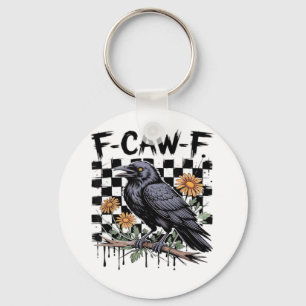 Crow Flowral, F-Caw-F Funny Bird FCAWF Moon Gothic Key Ring