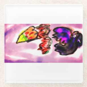 Crow flying Autumn Glass Coaster